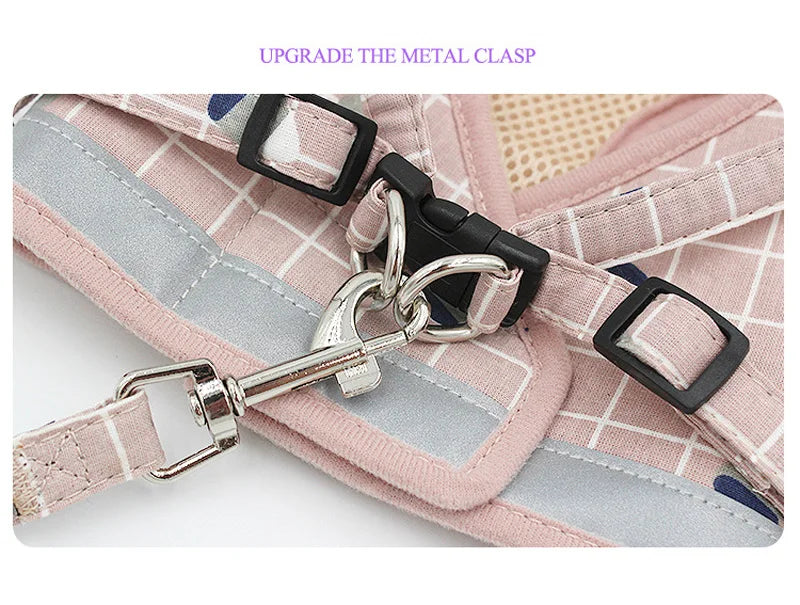 French Bulldog Breathable Reflective Dog Harness And Leash