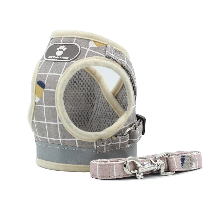 French Bulldog Breathable Reflective Dog Harness And Leash