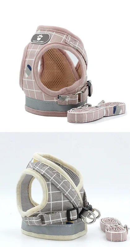 French Bulldog Breathable Reflective Dog Harness And Leash