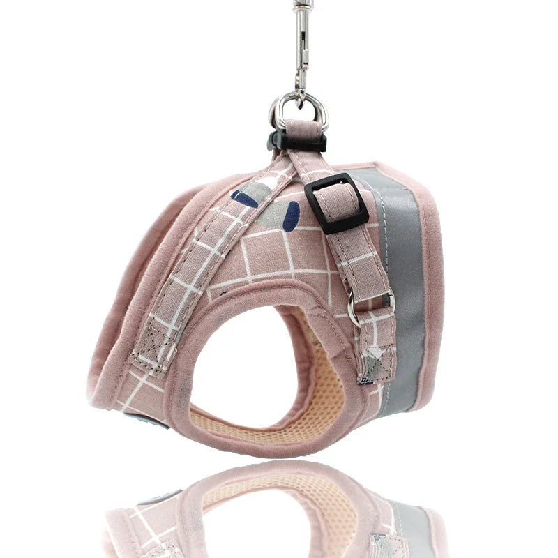 French Bulldog Breathable Reflective Dog Harness And Leash