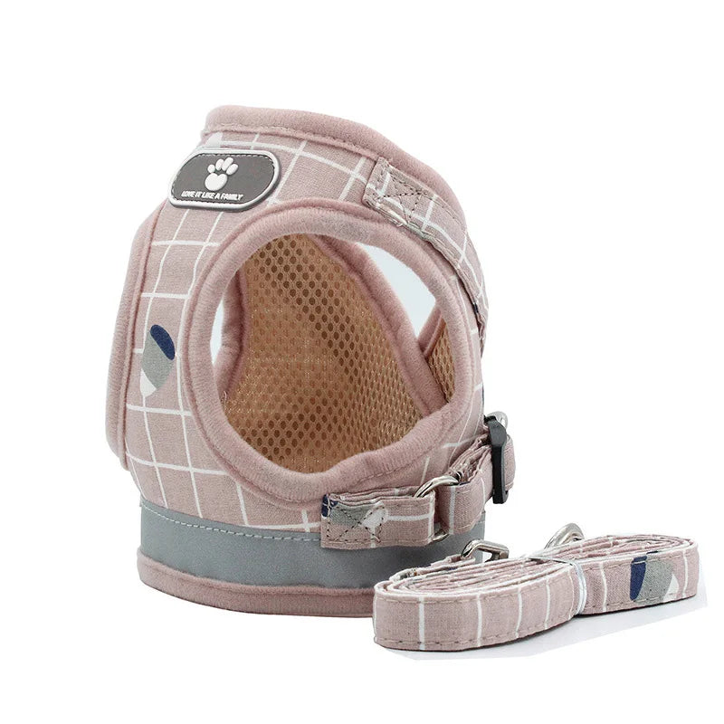 French Bulldog Breathable Reflective Dog Harness And Leash