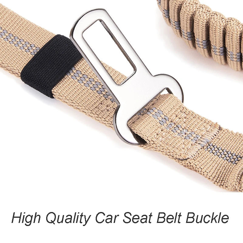 Heavy Duty Tactical Bungee No Pull Dog Leash With Safety Car Seat Attachment