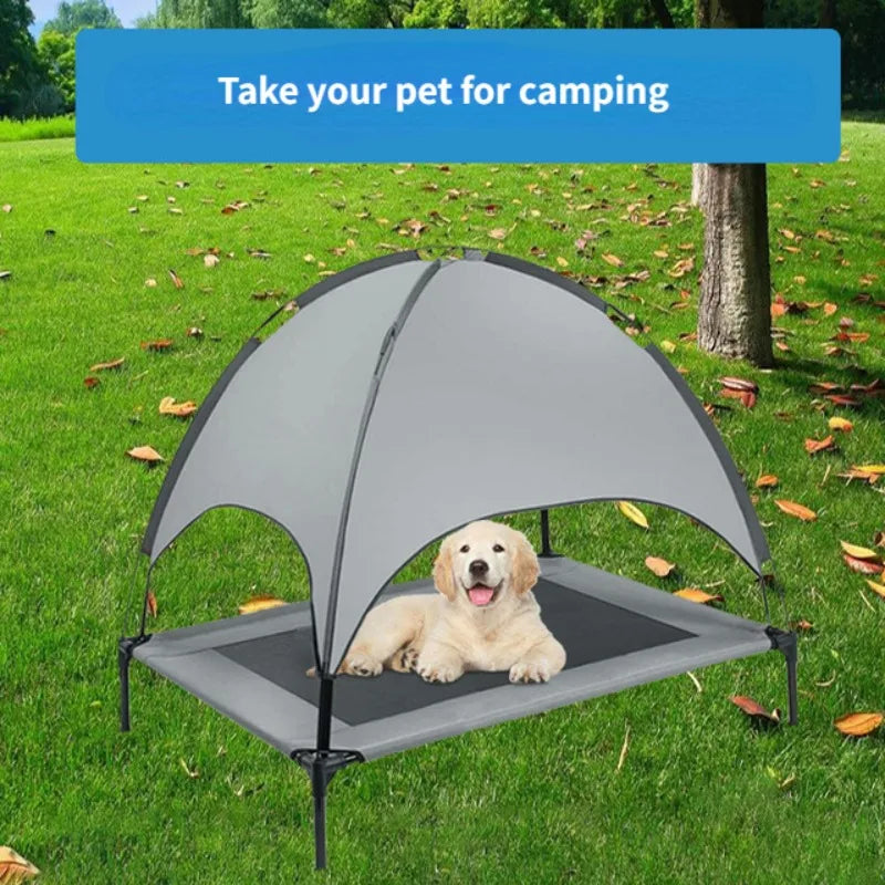 French Bulldog Elevated Pet Bed Indoor/Outdoor Mesh Camping Tent With Canopy Cover