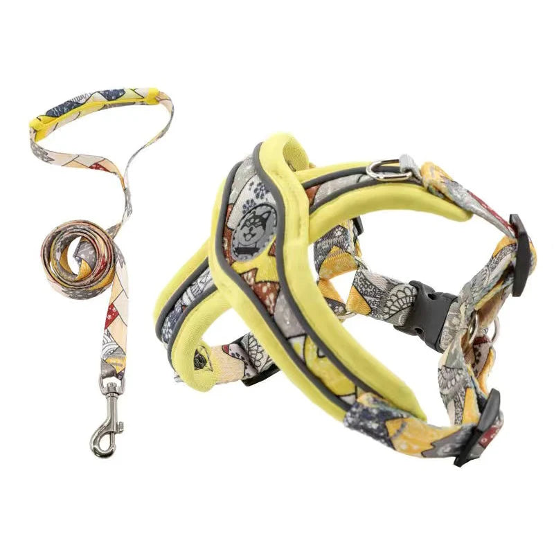 Adjustable Dog Harness and Leash Set for Small Medium Dogs.