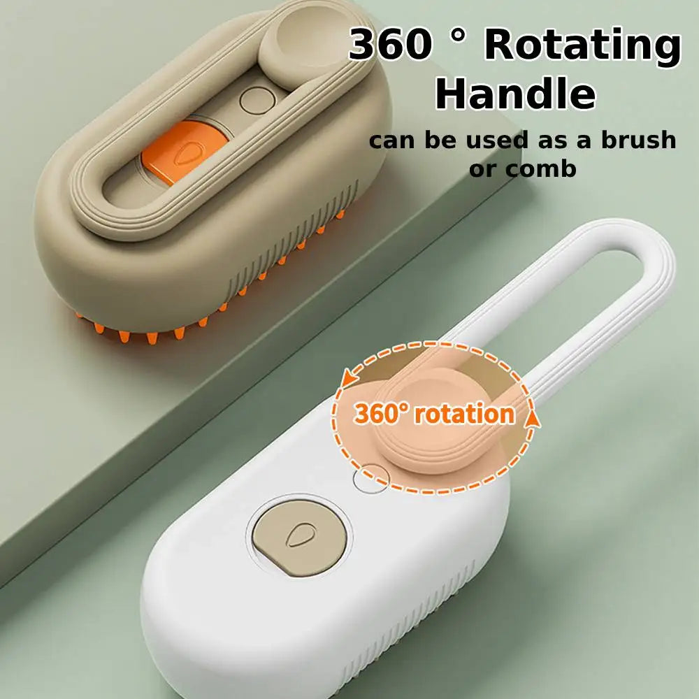Electric Steam Dog Brush with 360° Rotating Handle 3 in 1 Electric Spray