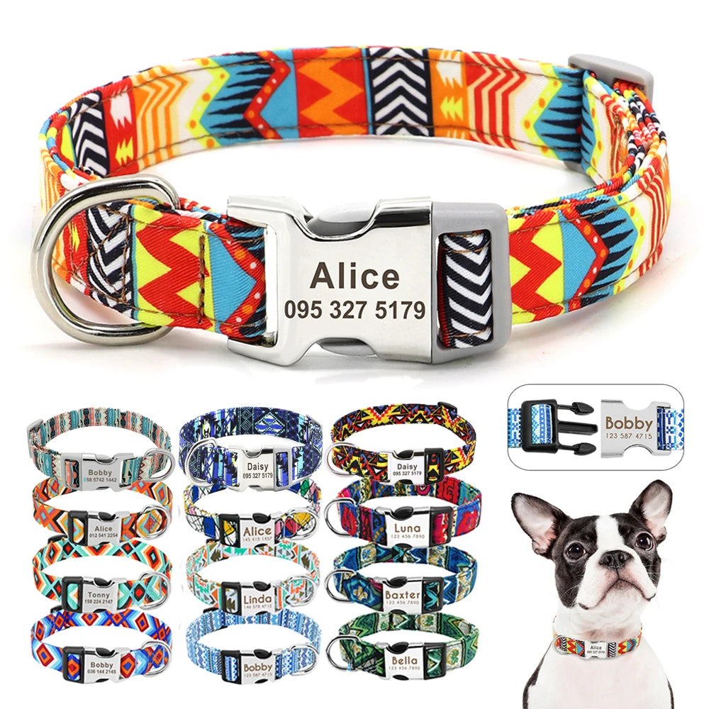 Adjustable Nylon Personalised Dogs Collars