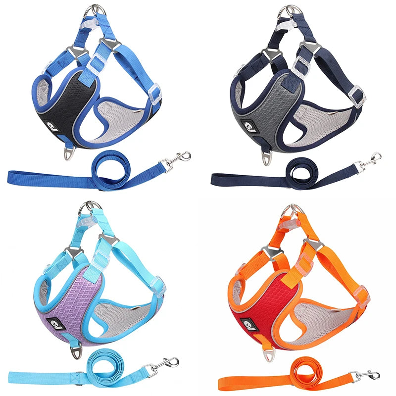 French Bulldog No Pull Adjustable Reflective Harness And leash Set