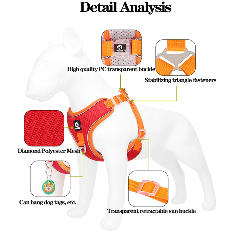 French Bulldog No Pull Adjustable Reflective Harness And leash Set