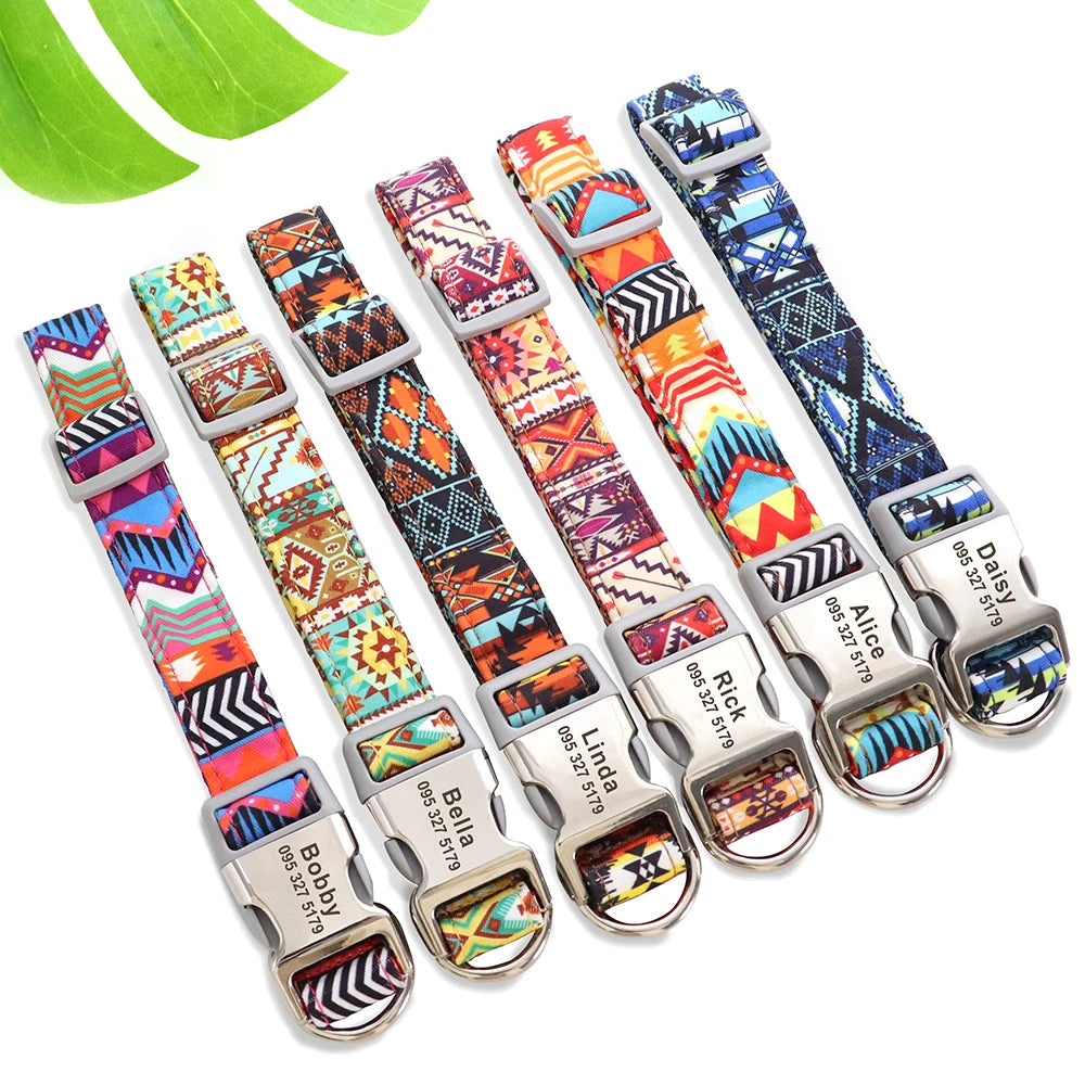 Adjustable Nylon Personalised Dogs Collars