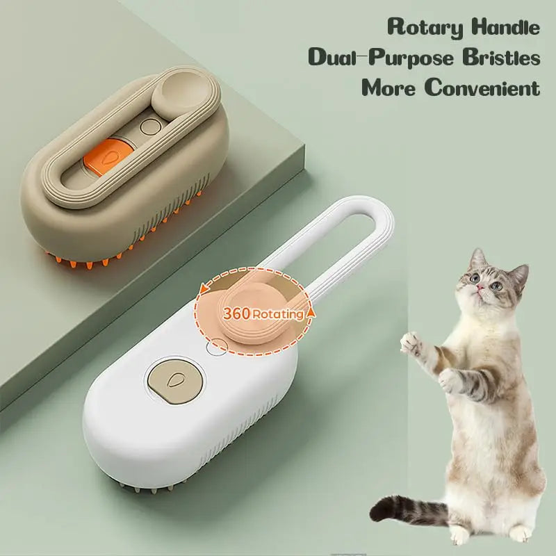 Steamy Dog Brush And Electric Spray 3 in1 Removing Tangled and Loose Hair