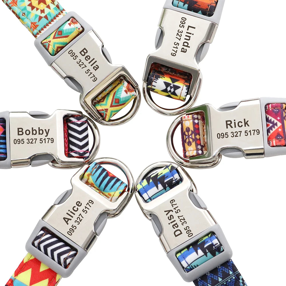 Adjustable Nylon Personalised Dogs Collars