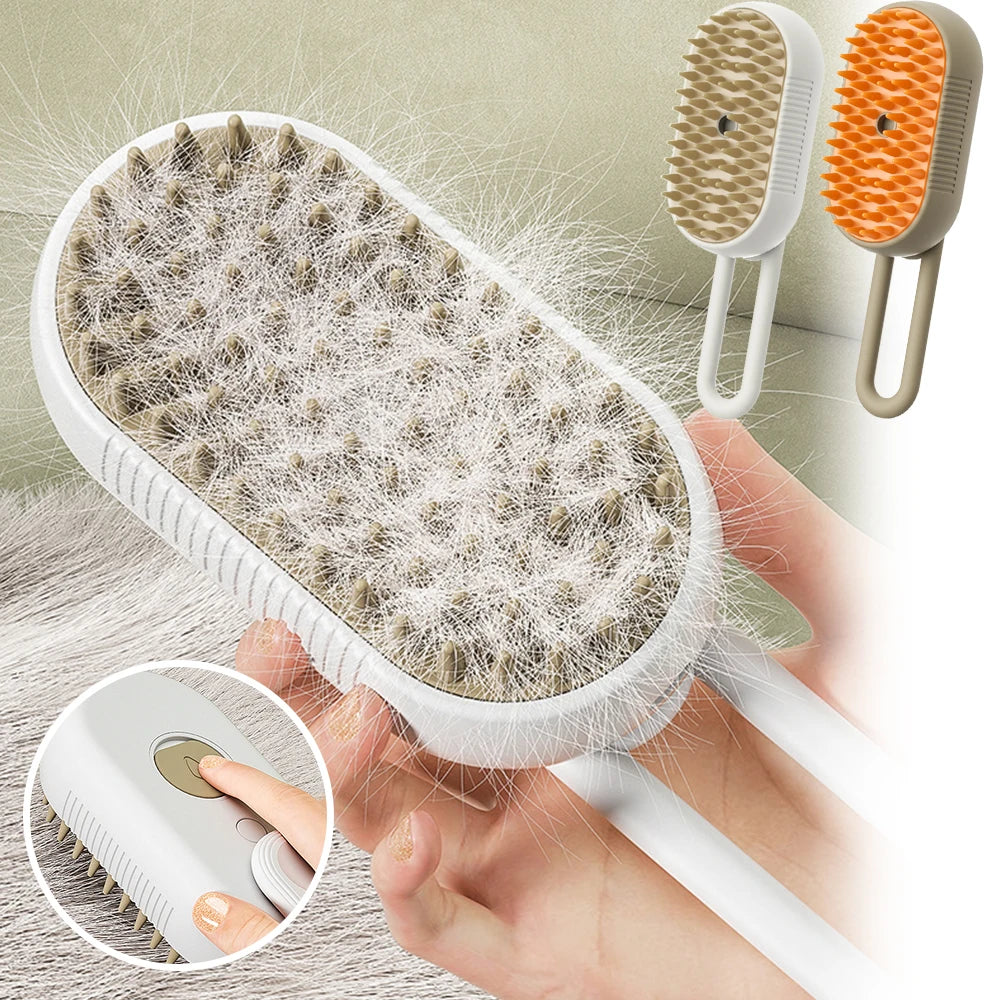 Electric Steam Dog Brush with 360° Rotating Handle 3 in 1 Electric Spray