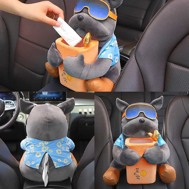 French Bulldog 2 In 1 Car Tissue Box