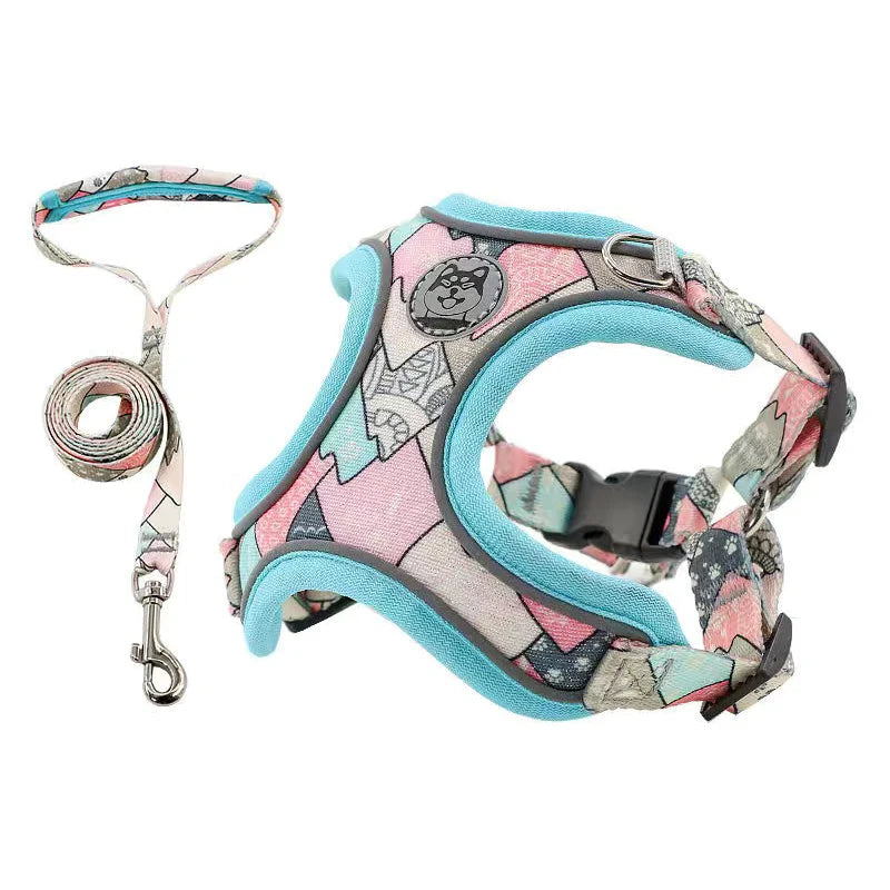 Adjustable Dog Harness and Leash Set for Small Medium Dogs.