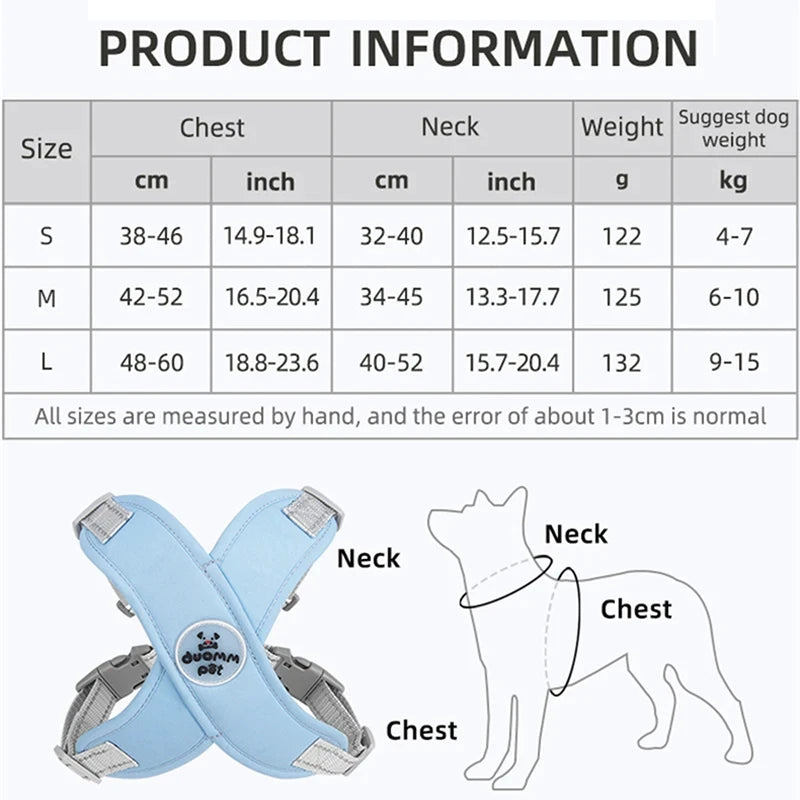 French bulldog Reflective Breathable Mesh Harnesses