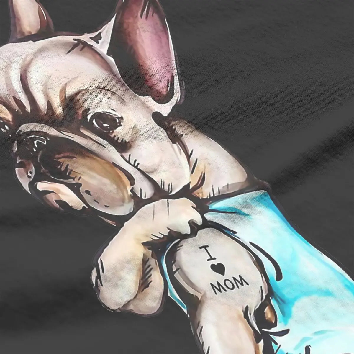 French Bulldog I Love Mom Tattoo T-Shirt for Women