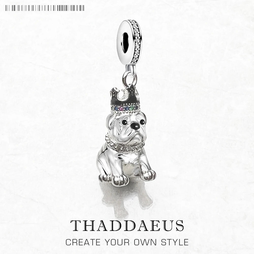 Fashion Bulldog With Crown Pendant Charm