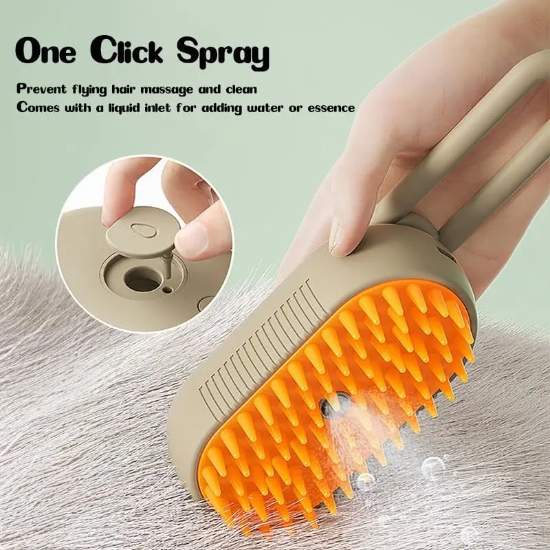 Steamy Dog Brush And Electric Spray 3 in1 Removing Tangled and Loose Hair