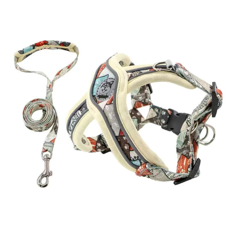 Adjustable Dog Harness and Leash Set for Small Medium Dogs.