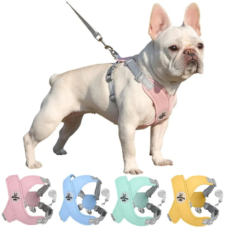 French bulldog Reflective Breathable Mesh Harnesses