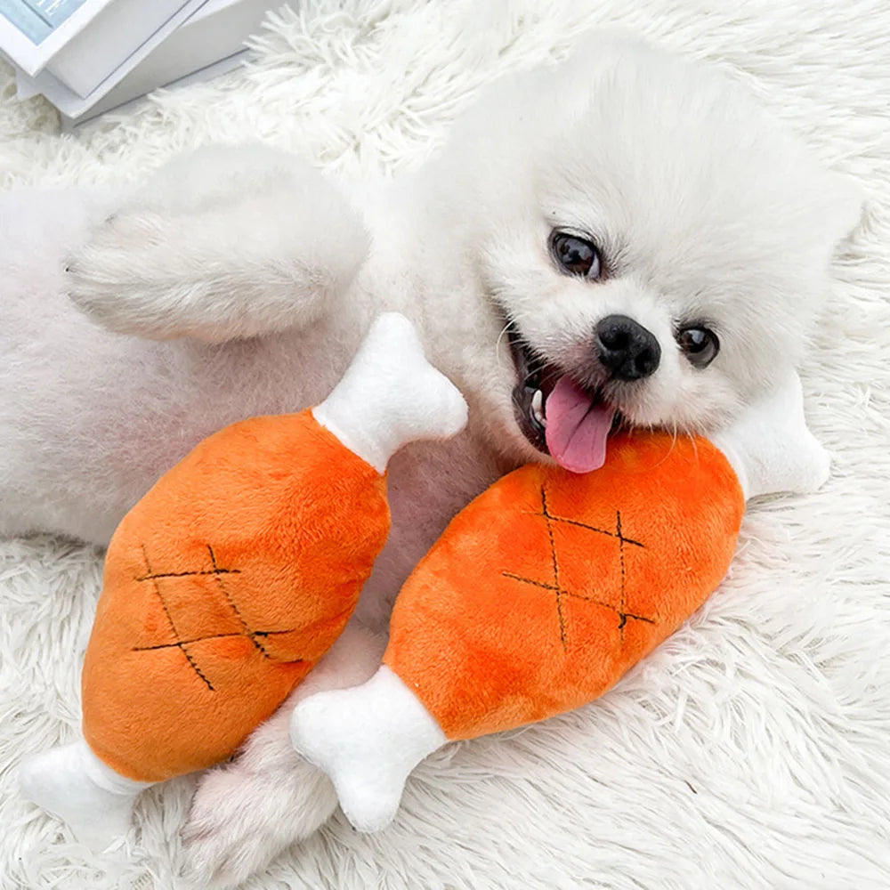 Dog Plush Squeaky Bone/Carrot Toy for Small Medium Dogs
