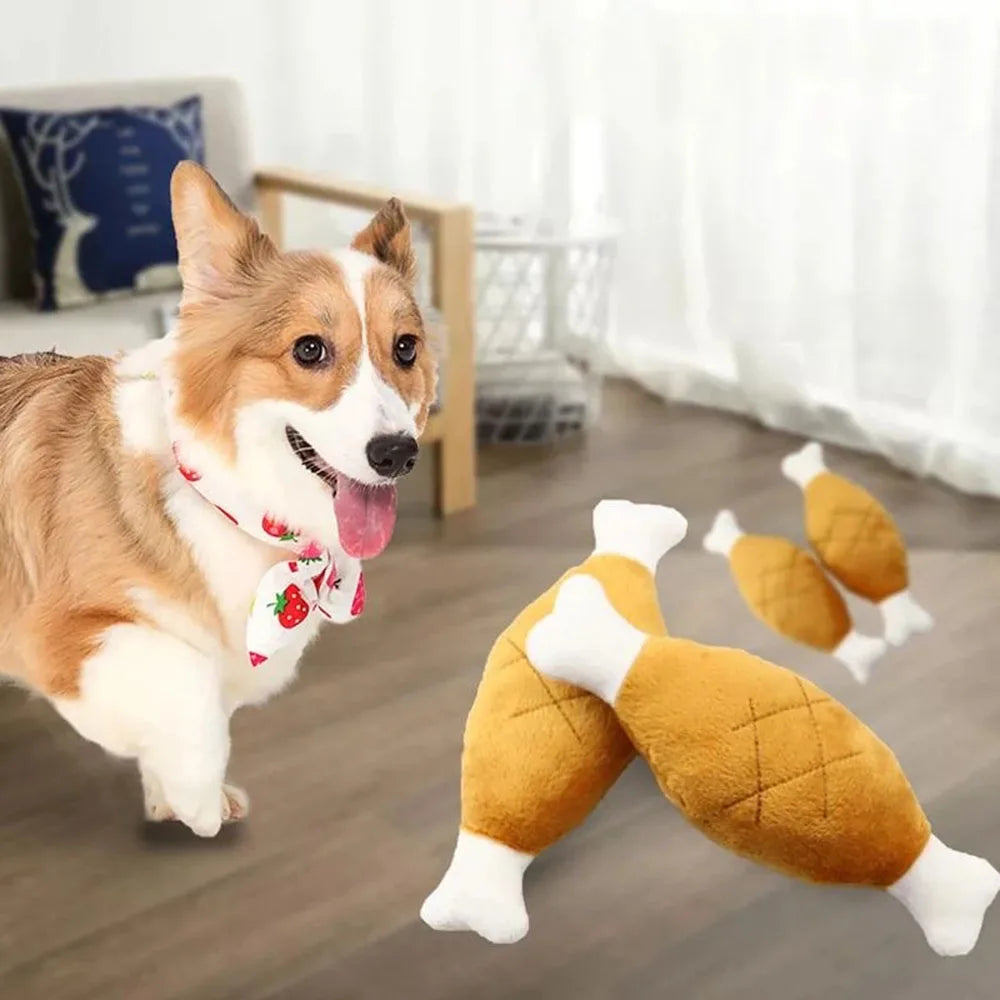 Dog Plush Squeaky Bone/Carrot Toy for Small Medium Dogs