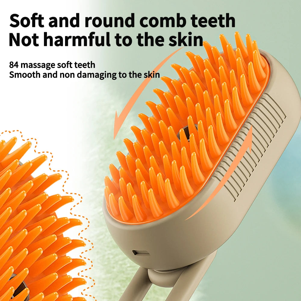 Electric Steam Dog Brush with 360° Rotating Handle 3 in 1 Electric Spray