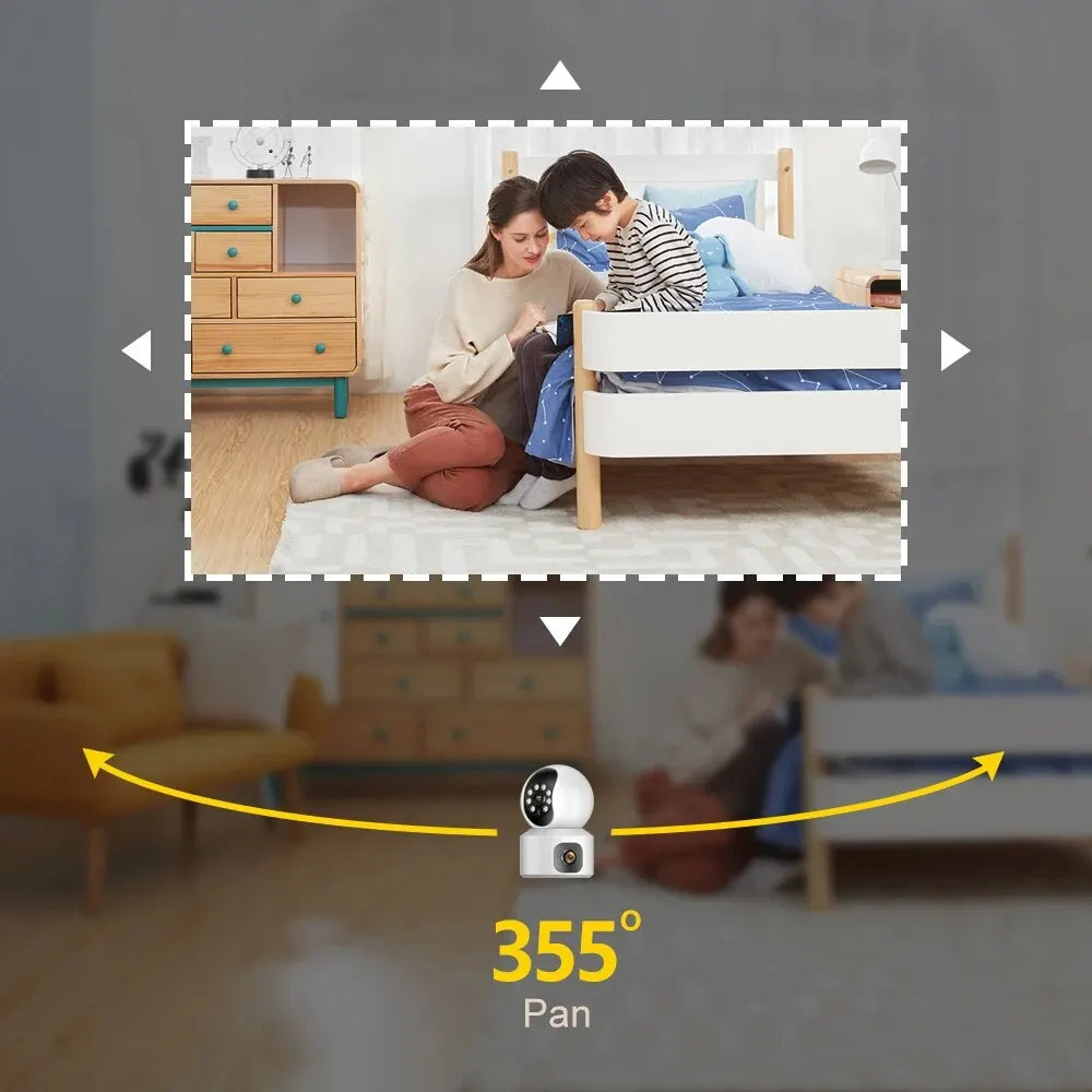 4MP 2K Dual Len Screen PTZ IP WIFI Wireless Smart Home Security Surveillance Camera Two-way Audio Pet Monitor Video