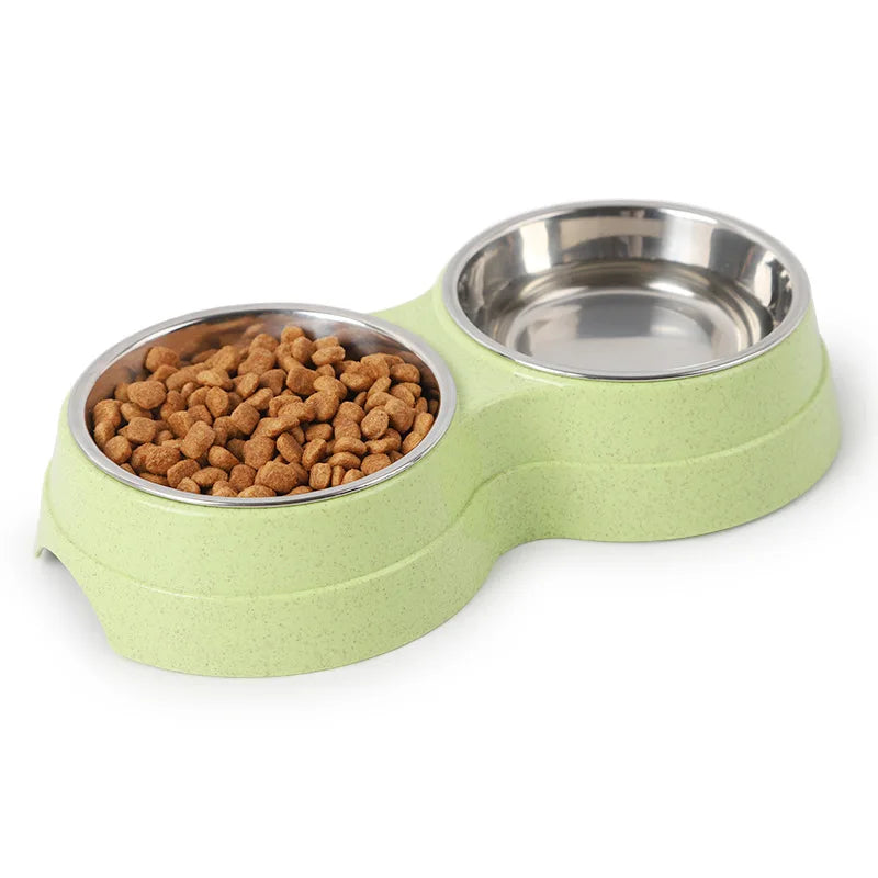 Dog Food And Water Feeder Stainless Steel Pet Drinking Bowls