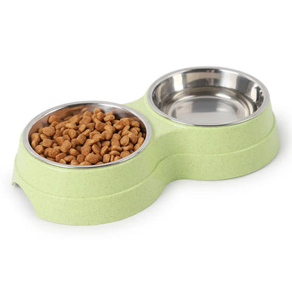 Dog Food And Water Feeder Stainless Steel Pet Drinking Bowls