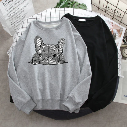 French Bulldog Womens Oversized Sweatshirts