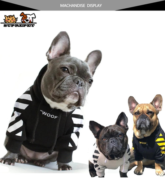 French Bulldog Adidog Stripe Pattern Dog Hoodie