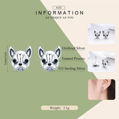 French Bulldog Stud Earrings for Women