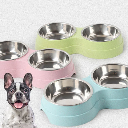 Dog Food And Water Feeder Stainless Steel Pet Drinking Bowls