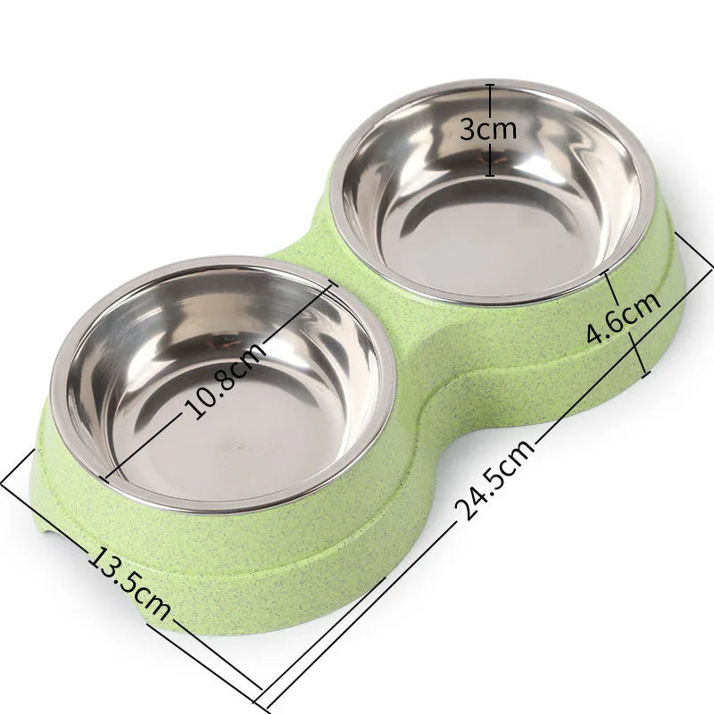 Dog Food And Water Feeder Stainless Steel Pet Drinking Bowls