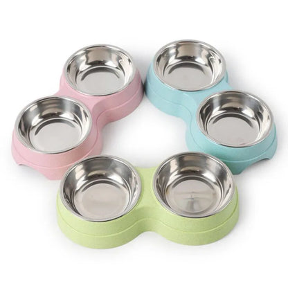 Dog Food And Water Feeder Stainless Steel Pet Drinking Bowls