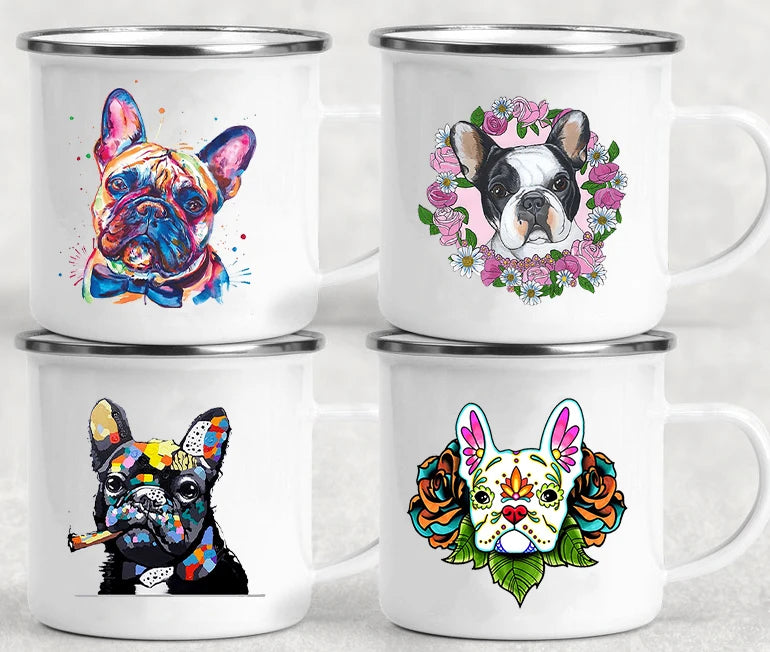 French Bulldog Print Enamel Mugs Creative Glass