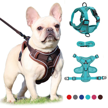 French Bulldog No Pull Dog Harness and Leash Set