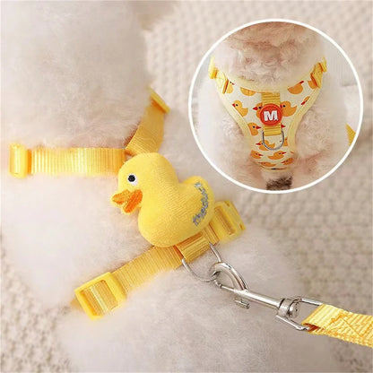 Cute Duck Pattern Harness and Leash set for Small Medium Dogs