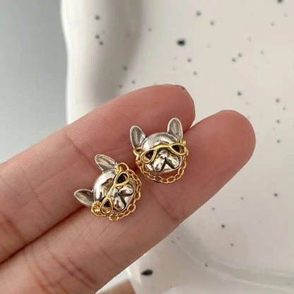 Creative Hip Hop Style  French Bulldog Stud Earrings