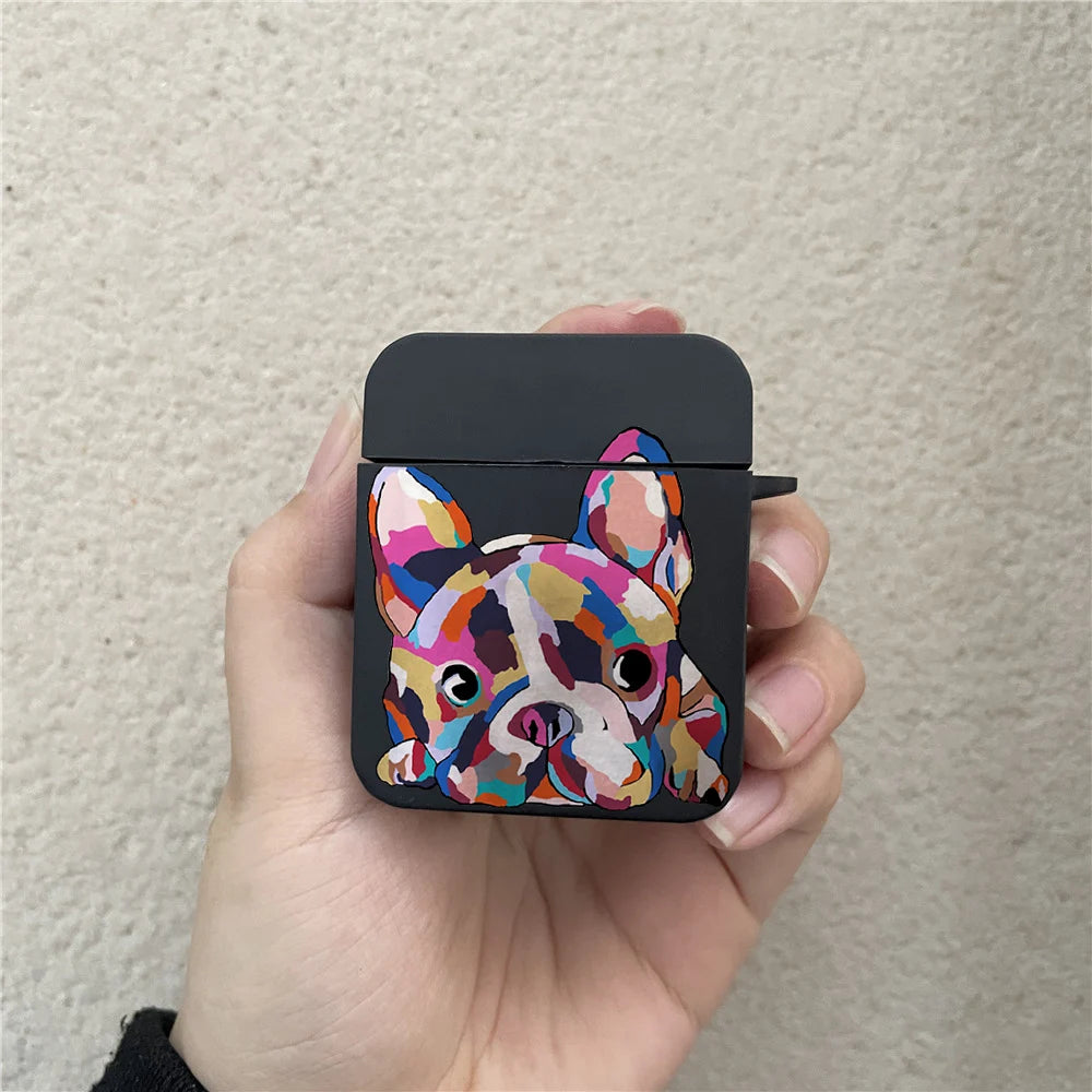 French Bulldog Earphone Case Shockproof Case for Air pods Pro 2 Black Anti-fall Shell for Air pods 3