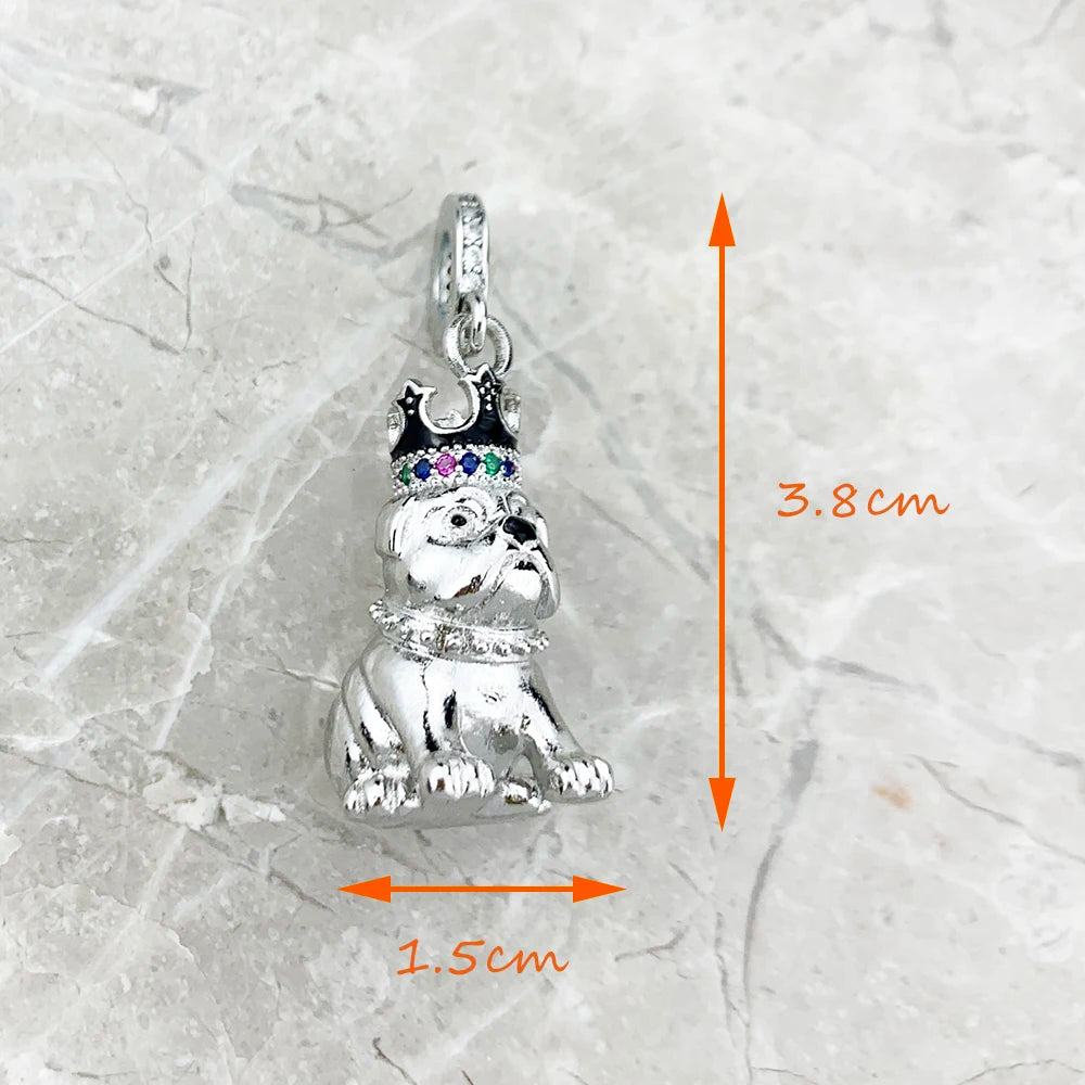 Fashion Bulldog With Crown Pendant Charm