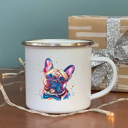 French Bulldog Print Enamel Mugs Creative Glass