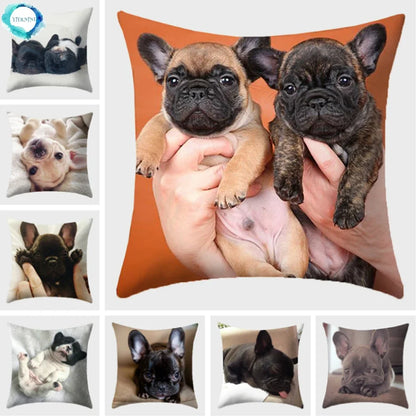 French Bulldog Polyester Cushion Cover