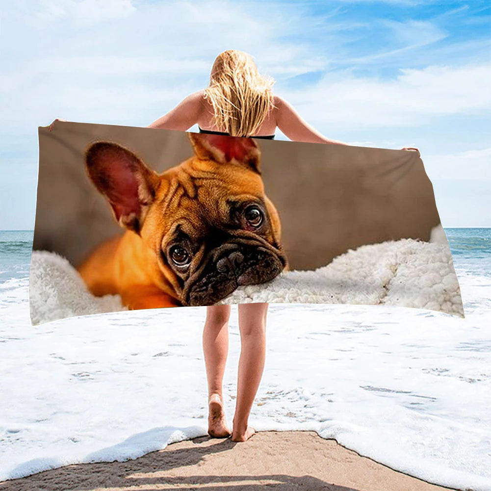 Cute French Bulldogs Beach Towel