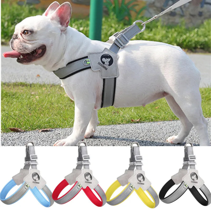 French Bulldog Adjustable Mesh Reflective Pet Harness