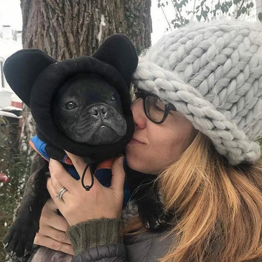 Cute French Bulldog Fleece Adjustable Winter Hat