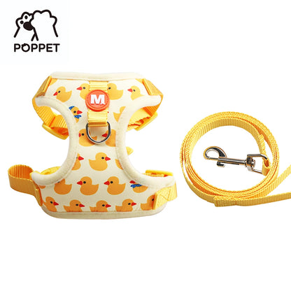 Cute Duck Pattern Harness and Leash set for Small Medium Dogs