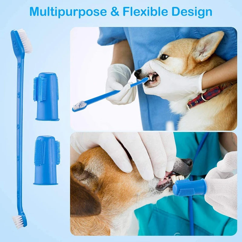 Dog Teeth Cleaning Kit (Toothpaste, Soft Long Toothbrush & Finger Toothbrush)