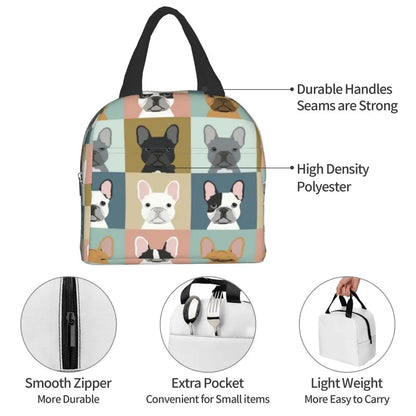 French Bulldog Dog Insulated  Cooler Thermal Lunch Box